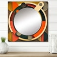 thumbnail image 1 of Designart "Retro Vintage Circular Inspirations" Modern Midcentury Square Mirror For Wall Decor - Large Gold Square Printed Wall Mirror Art - Wall Mounted Square Large Mirror, 1 of 5