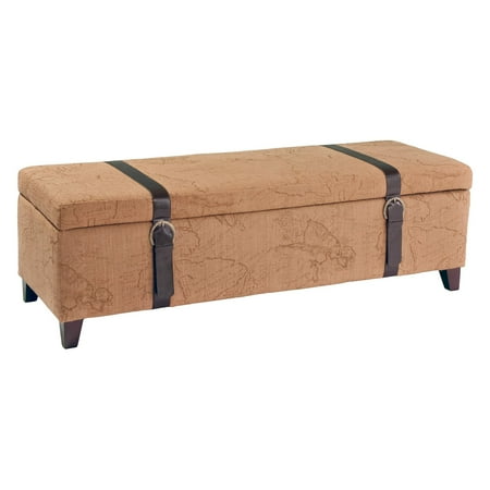 Best Selling Home Decor Tan Fabric Storage Ottoman with Straps