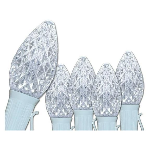 C7 OptiCore LED Outdoor Christmas Lights – Heavy Duty Christmas String Lights; White Wire (50 Lights, 50 ft, Cool White)