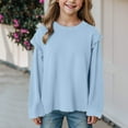 thumbnail image 2 of Gubotare Girls Long Sleeve Tops Baby Ruffle Blouse Toddler Girl Peter Pan Lace Collar T-Shirts Kids Solid Color Long Sleeve Tee Girls Casual Top Size 12 18 Months (Sky Blue,12-18 Months), 2 of 4