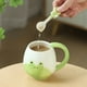 thumbnail image 2 of Taza de cerámica con forma de rana de 350 ml de capacidad con tapa de rana para amantes de las ranas, 2 of 2