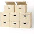 thumbnail image 1 of Paquete de 8 contenedores grandes plegables con tapas, cubos de almacenamiento de tela organizador para estantes, clóset, guardería, cestas plegables de almacenamiento con asas, cajas del, 1 of 7