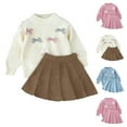 thumbnail image 5 of Odeerbi 3-8 Years Toddler Girls Cotton Outfits Long Sleeve Sweater with Tiered Skirt Two-piece Set Ruffled Lace Princess Skirt Set Toddler Girls Clothes, 5 of 5