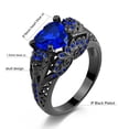 thumbnail image 2 of Matching Skull Rings Couple Ring Gold Plated Blue 1CT CZ Women Wedding Ring Set Male Ring, 2 of 7
