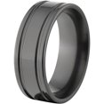 thumbnail image 2 of 8mm Flat Black Zirconium Ring with Two Grooves and a Polished Finish, 2 of 3