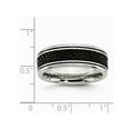 thumbnail image 2 of Mens Stainless Steel 8mm Grooved Stingray Inlay Wedding Band Ring, 2 of 5