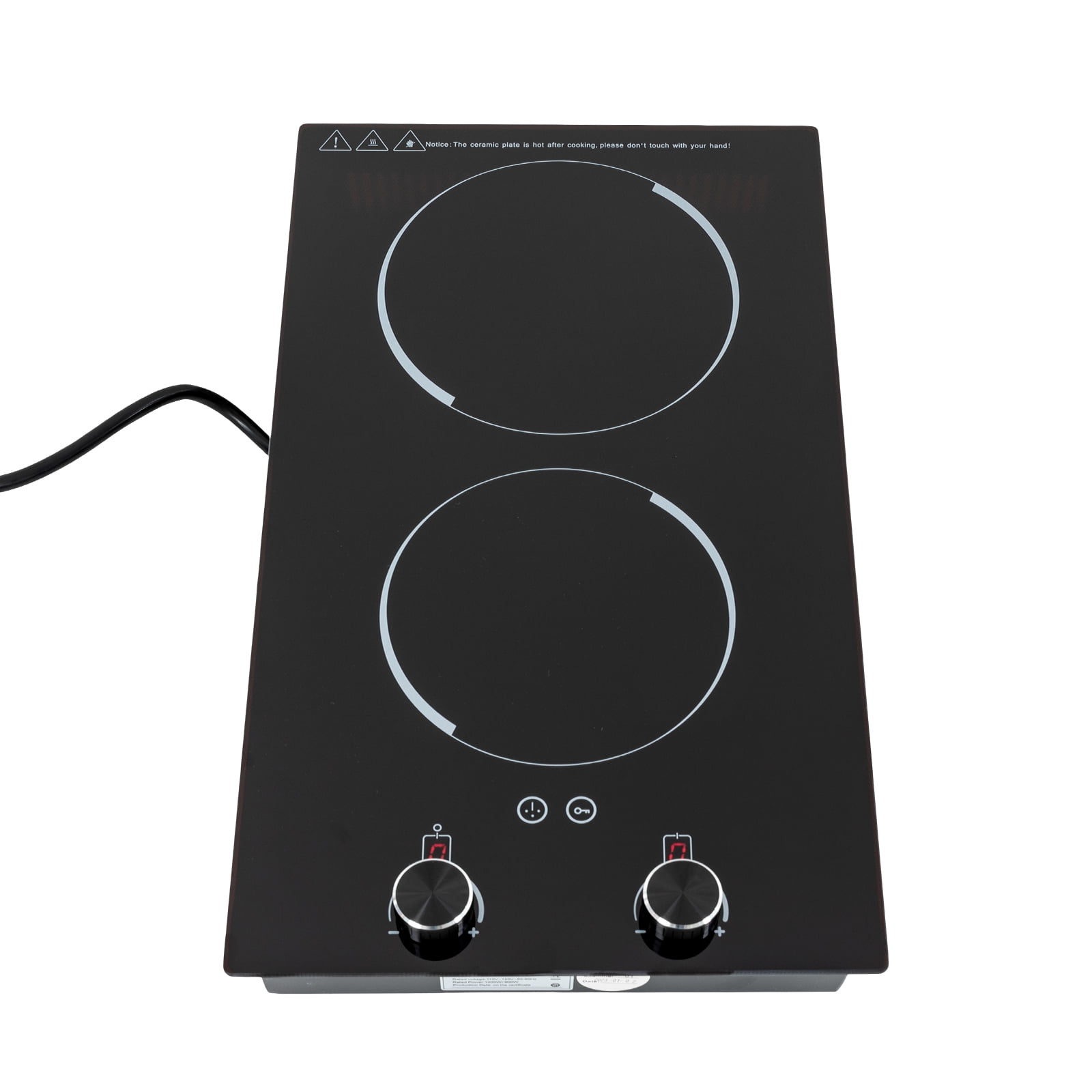 2100W Double Built-in Radiant Induction Cooktop, Electric Stove Top with Knob Control, 9 Power Levels