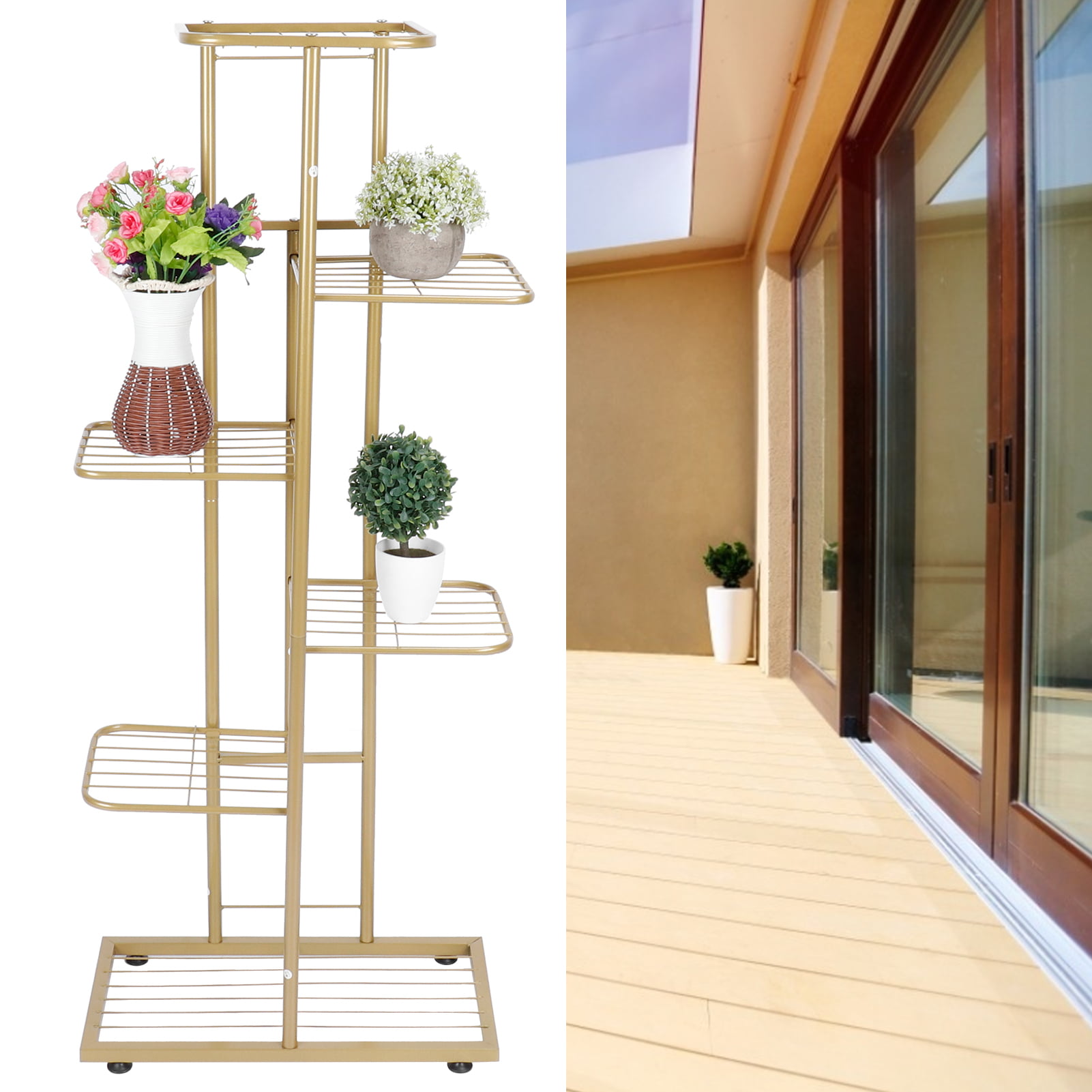 Metal Stand Plant Flower Storage Shelf Rack Balcony Porch Home Garden Decor New 