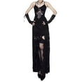 thumbnail image 5 of FYEGRE Gothic Dark Elegant Strap Dress Halloween Lace Up Formal Party Attire Black1 M, 5 of 9