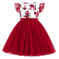 thumbnail image 2 of Lanbubble Girls Floral Tulle Dress Flutter Sleeve Tutu Princess Party Dress 3-7 Years, 2 of 9