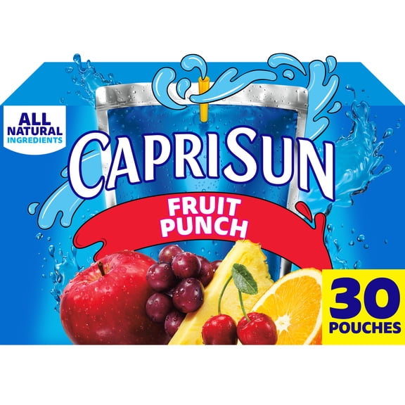 Capri Sun Fruit Punch flavored Juice Drink Blend, 30 Count Box, 6 fl oz Pouches