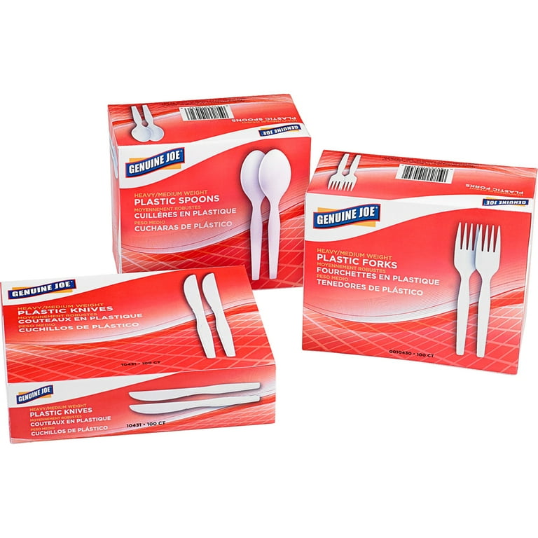 Genuine Joe Heavyweight Disposable Knives - 100 / Box - 40/Carton - Disposable - White