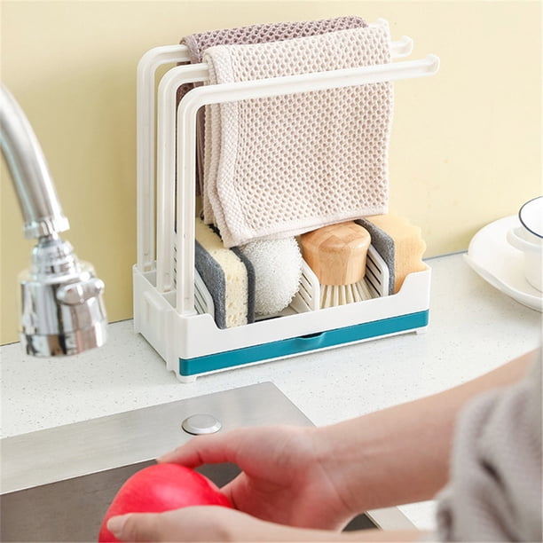 Worallymy Estante para fregadero Montado en la encimera Rejilla de drenaje de plástico ABS Estante organizador de almacenamiento para fregadero de cocina Azul Worallymy JD735803457