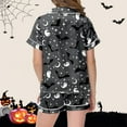thumbnail image 4 of Gelikeya Cute Pjs for Teen Girls 10-12 Halloween Pajamas Short Sleeves Collared Shirts Shorts 2pc Outfits All Saints' Day Loungewear Teen Girl Clothes 2-13Y (Grey, 10-11 Years), 4 of 5