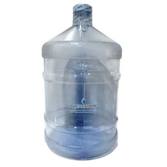AquaNation 1 Gallon Polycarbonate Reusable Daily 8 Plastic Drinking Water Bottle Jug Container with Holder Drinking Canteen (Light Blue)