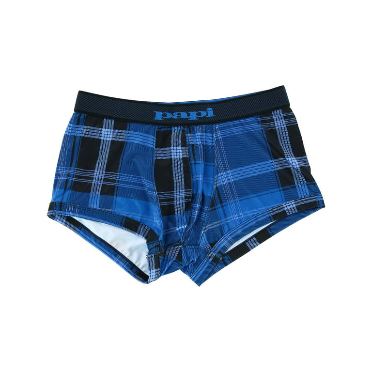 ToBeInStyle Men's Pack of 6 Button Fly Loose Fit Tartan Plaid Boxer Shorts  - Assorted - M