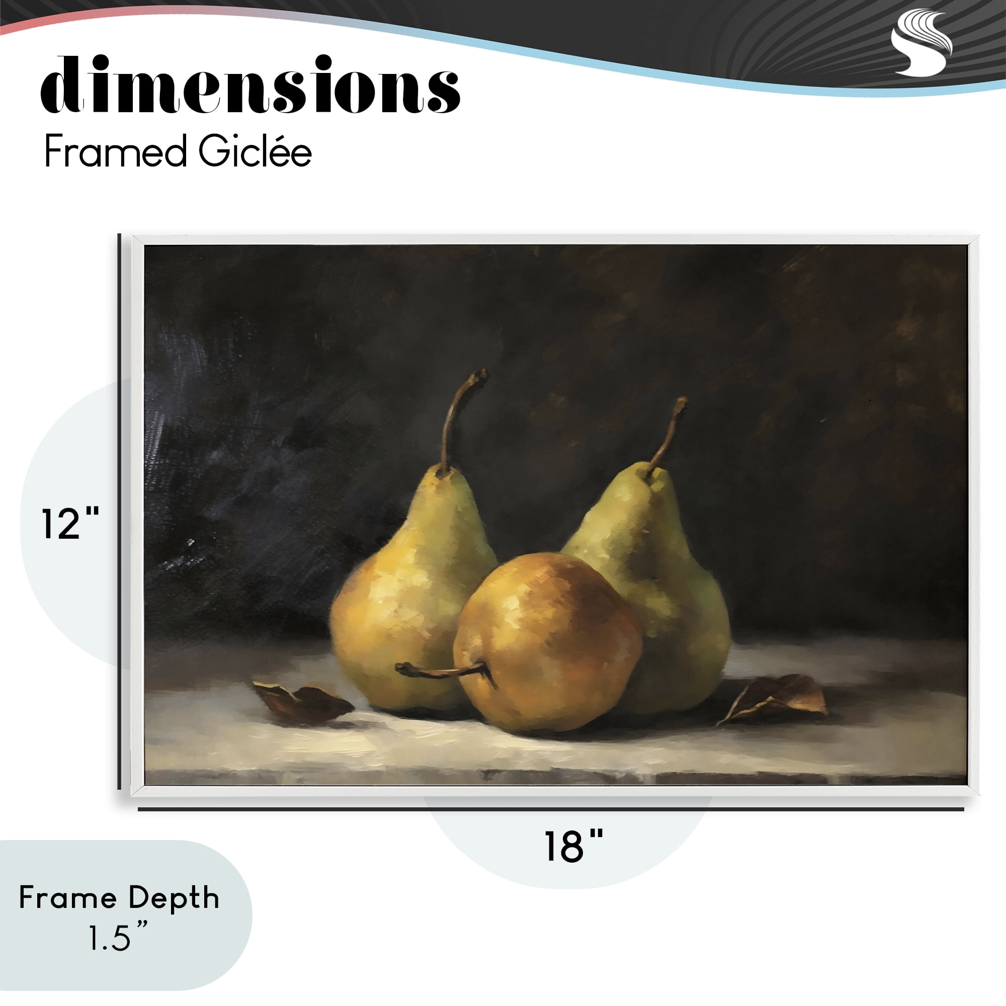Stupell Industries Three Pears on Marble White Framed Giclee Art, design by Creative Studio