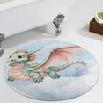 thumbnail image 4 of Cute Dragon Baby Round Small Area Rug, Print Non Slip Washable Floor Mat, Soft Throw Rug for Living Room, Powder Room Entryway, Bathroom, Bedside, 4 of 7