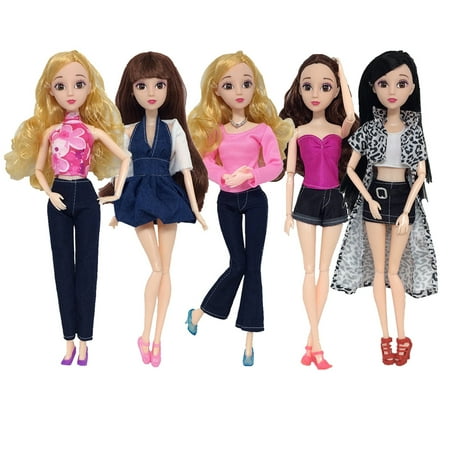 Cropped Jacket & Silk Skirt 5 Sets Princess Doll Cowboy Suit Fashion Change Outfit Casual Jacket Pants Skirt Shorts for 30cm Dolls Doll Color: as shown Style:Fashion clothes ()