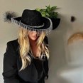 thumbnail image 4 of Rhinestone Tassels Cowboy Costume Western Wide Brim Hat Neck Scarf Sunglasses Set Cosplay Party Costume Accessories 3pcs White, 4 of 4