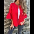 thumbnail image 4 of Chaqueta de Traje Informal Elegante con Abertura Frontal, Acampanada y Mangas 3/4 para Mujer. Rojo M, 4 of 7