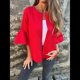 thumbnail image 4 of Chaqueta de Traje Informal Elegante con Abertura Frontal, Acampanada y Mangas 3/4 para Mujer. Rojo XL, 4 of 7