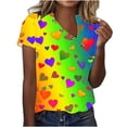 thumbnail image 2 of Busydd Womens Tops Summer V Neck Short Sleeve T-Shirts Tie Dye LGBT Pride Shirts Casual Loose Button Equality Blouses Fashion Funny Graphic Tee Tops Plus Size Tops for Women S-5XL, 2 of 5