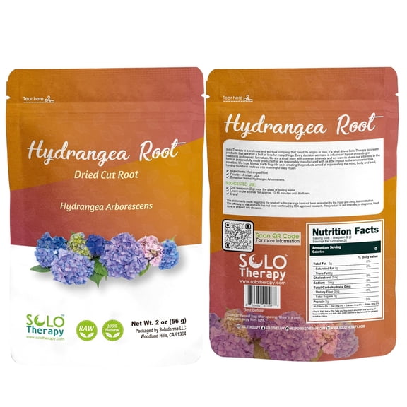 Solo Therapy Hydrangea Root Herbal Tea – 2 oz (56g) Cut & Sifted Hydrangea arborescens, Loose Leaf, Resealable Bag