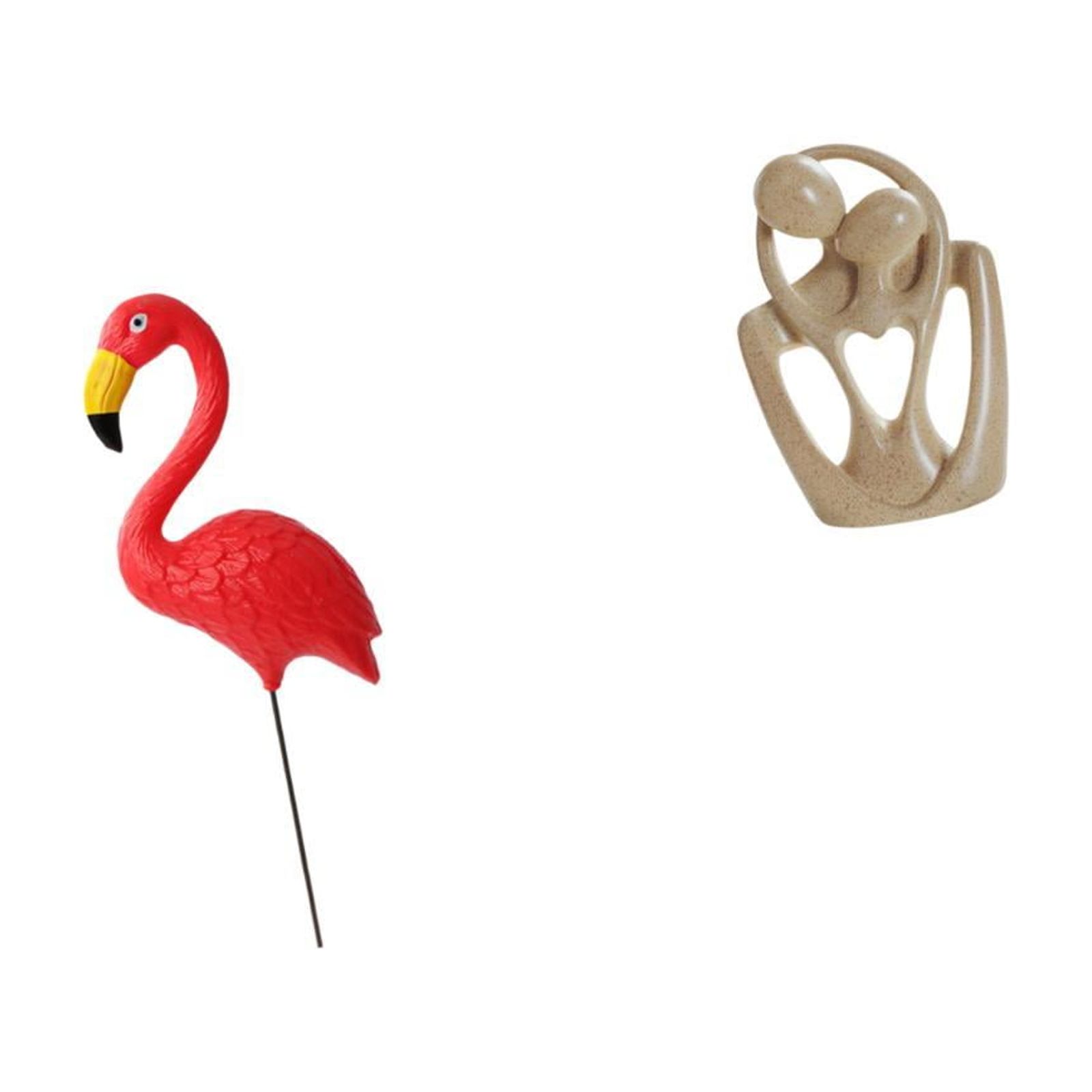 Dualoai Flamingo Fairy Garden Ornament Sculpture for Spring Holiday Creative Resin Abstract Couple Figurine Yard Art Bookcase Cafe Desktop Decorations Birthday Gift