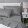 thumbnail image 4 of WelHome 100% Cotton Percale 4-Piece King Size Deep Pocket Bed Sheets Set, 1 Fitted, 1 Flat Sheet with 2 Pillowcases, Gray, 4 of 9