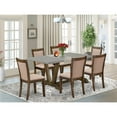 thumbnail image 2 of East West Furniture 7 Piece Modern Dinette Set - A Cement Top Wooden Dining Table with Trestle Base and 6 Dark Khaki Linen Fabric Kitchen Chairs - Distressed Jacobean Finish, 2 of 2