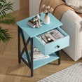 thumbnail image 4 of VECELO Nightstands Set of 2, Industrial End Table with 1-Drawer & Storage Shelf, Small Bedside Table Organizer for Small Space, Side Table for Bedroom Living Room, Light Blue, 4 of 8