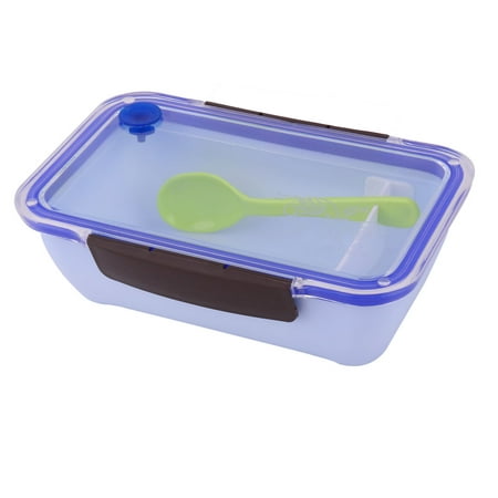 Home Plastic Square Shape Removable Separation Food Container Spoon Lunch