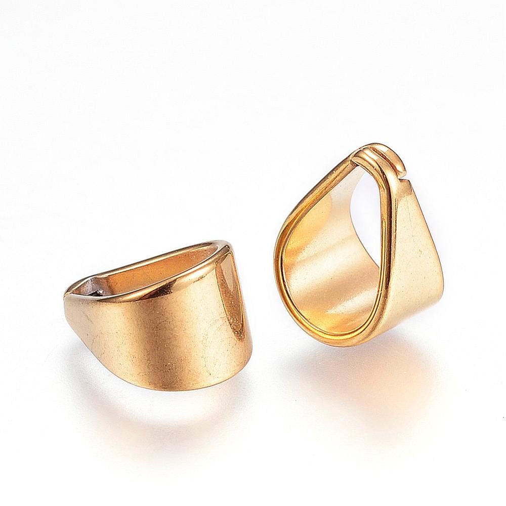 201 Stainless Steel Snap on Bails Golden 11x8.5x7mm Hole: 6.5x9.5mm 201 Stainless Steel
