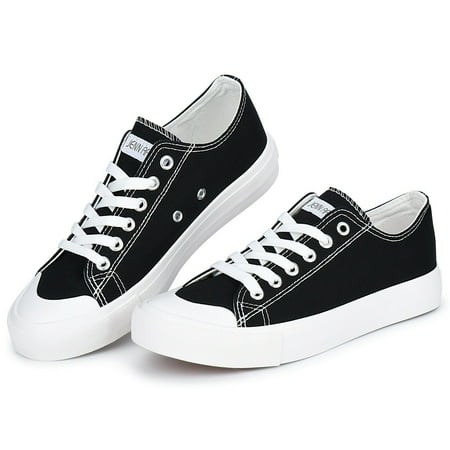 JENN ARDOR Women s Canvas Shoes Lace up Flat Sneakers Low Top Fashion Comfort Walking Shoe
