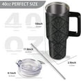 thumbnail image 2 of 40 oz Tumbler with Handle and Straw, 100% Leak-Proof Travel Mug, Stainless Steel Double Wall Vacuum Insulated Coffee Cup Keeps Cold For 24 Hours, Pink Cow Print, 2 of 5