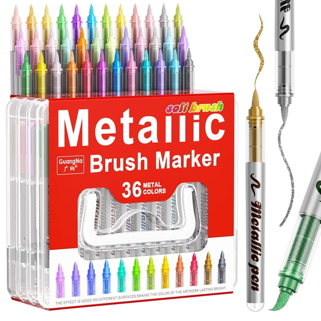 Juego de rotuladores acrílicos metalizados DICEKOO 36 colores con estuche