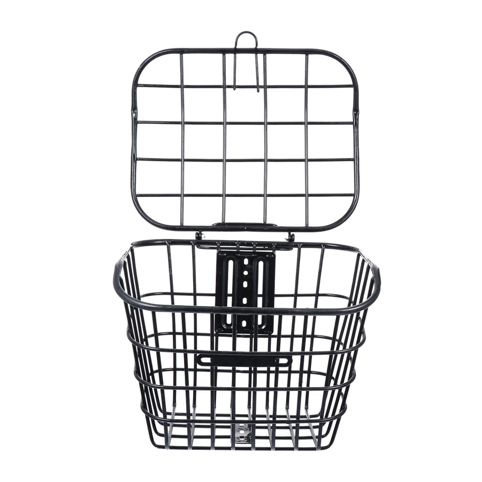 Bike Cycling Basket Quick Release Front Handlebar Multifunction Wire Basket Large Capacity Electric Bike Basket for Man Boys Woman Girls Black