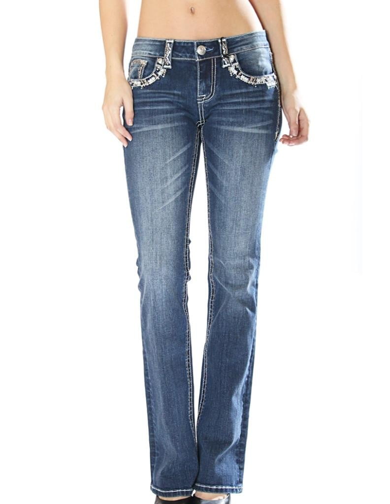 Grace in LA - Grace in LA Denim Jeans Womens Bootcut Mid Rise Dk Wash EB61158 - Walmart.com 