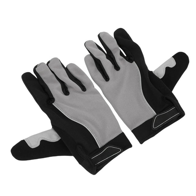 Guantes De Montar Con Dedos Completos, Pantalla Táctil Antideslizante Que Absorbe Los Golpes, Guantes De Bicicleta De Montaña Transpirables Grises, Tela De Goma Para