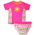 thumbnail image 1 of Hiiyo Girl's 2-Piece Swimsuit Quick Drying Short Sleeve Rash Guard Shorts Bathing Suit, 1 of 3