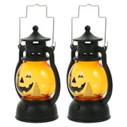 2 Pcs Portable Jack-o-lantern Decor Ornament Halloween Pumpkin Lights Lanterns Decorative Outdoor