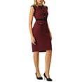 thumbnail image 4 of INSPIRE CHIC Women's Sheath Dresses Office Sleeveless Contrast Color Pencil Dress, 4 of 5