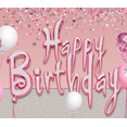 thumbnail image 4 of Pink Balloons Birthday Banner Decorative Background Polyester Material for Birthday Party Celebration Indoor Decoration, 4 of 4