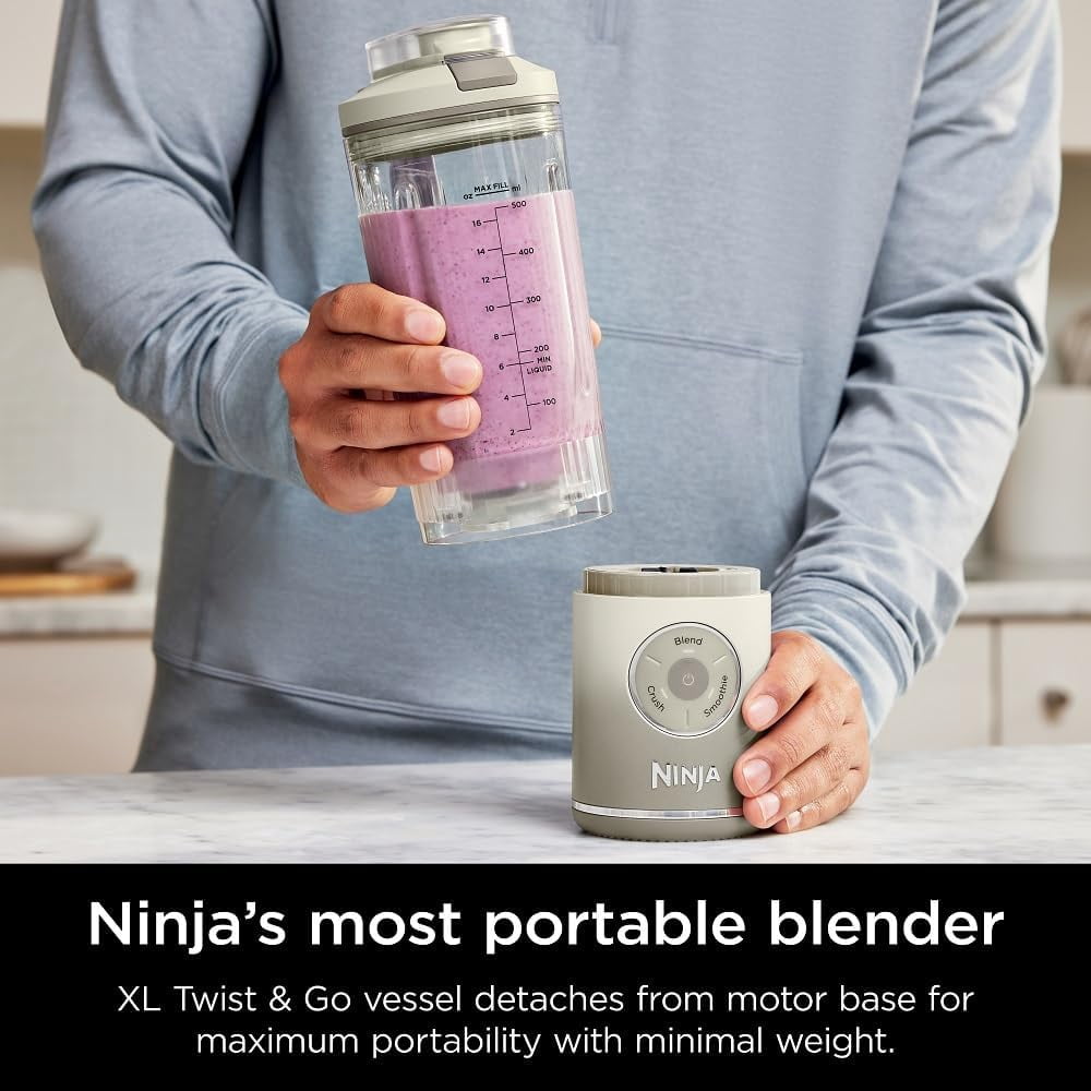 Restored Ninja BC251IV Blast Max Personal Cordless Blender, 3 Programs, 22 oz. Twist & Go Vessel, Cream (Refurbished)