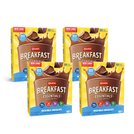 Carnation Breakfast Essentials Powder Drink Mix, Rich Milk Chocolate, 10 Count Box of 1.26 Ounce Packets (Pack of 4)