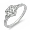 Dazzlingrock Collection 0.15 Carat (ctw) Sterling Silver Round White Diamond Ladies Bridal Heart Shaped Promise Ring, Size 7.5