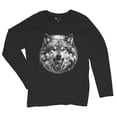 thumbnail image 5 of Snarling Wolf Portrait Women's Long Sleeve T-shirt Fierce Monochrome Predator Alpha Wilderness Wild Animal Art Nature Forest, 5 of 7