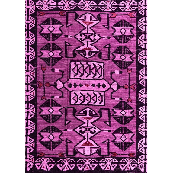 Ahgly Company Indoor Rectangle Abstract Pink Modern Area Rugs, 7' x 10'