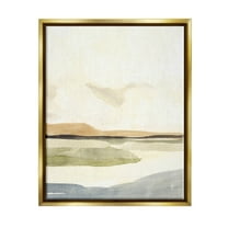 Stupell Industries Scenic River Landscape Sky Painting Metallic Gold Floating Framed Canvas Print Wall Art, Design by Annie Warren